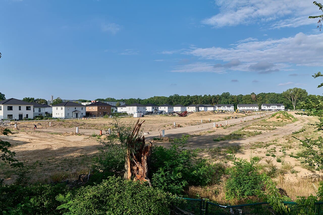 Groundwork for a new residential development in the Hakenfelde district of Berlin, August 2022.