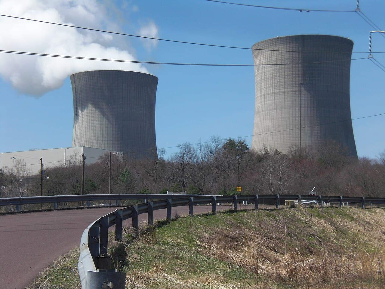 Cooling towers of the Susquehanna Steam Electric Station nuclear plant in Pennsylvania, seen from the east.